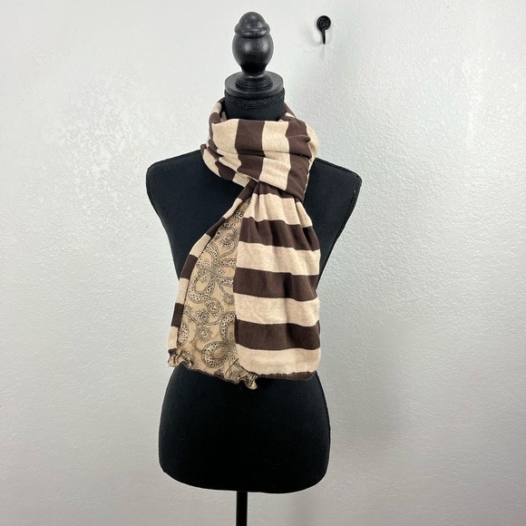 Vintage Y2K GAP Scarf Double Sided 100% Cotton & 100% Silk Boho Retro Preppy